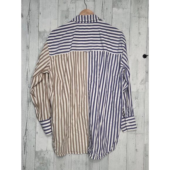 Apiece Apart Oversized Striped Preppy Blokecore Colorblock Button Down Sz. S - Picture 4 of 6